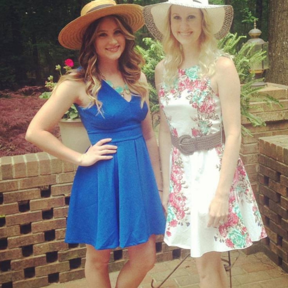 Blue sleeveless dress